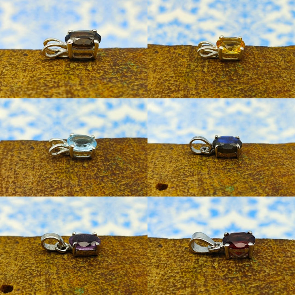Multi Gemstone 925 Silver Prong Bezel Necklace Boho