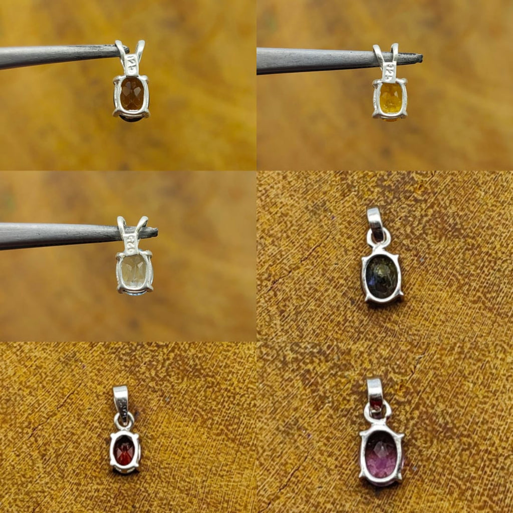 Multi Gemstone 925 Silver Prong Bezel Necklace Boho