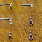 Multi Gemstone 925 Silver Prong Bezel Necklace Boho