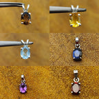Multi Gemstone 925 Silver Prong Bezel Necklace Boho