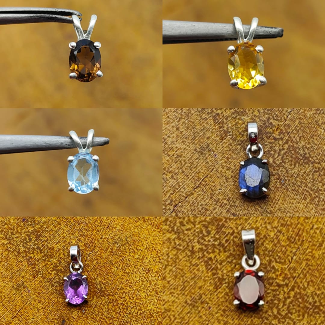 Multi Gemstone 925 Silver Prong Bezel Necklace Boho