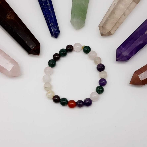 Handmade Designer Natural 7 Chakra Color Gemstone Beaded Bracelet For Yoga And Meditation