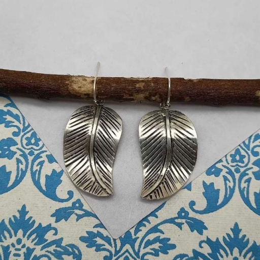 925 Sterling Silver Handmade Bohemian Leaf Design Earring