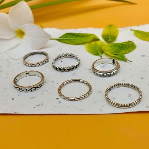 Handmade 925 Silver Bohemian Party Wear Stacking Ring