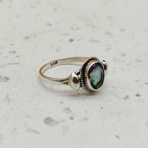 Oval Shape Mystic Topaz Gemstone Hot Selling 925 Sterling Silver Ring