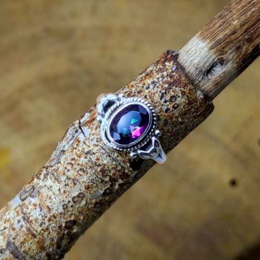 Faceted Mystic Topaz Designer Partywear 925 Sterling Silver Ring