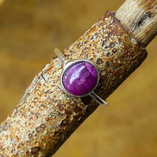 925 Sterling Silver Star Ruby Gemstone Handmade Bezel Ring