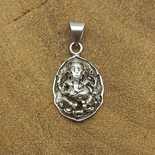 925 Sterling Silver Designer Spiritual Hindu God Lord Ganesh Tribal Vintage Pendant