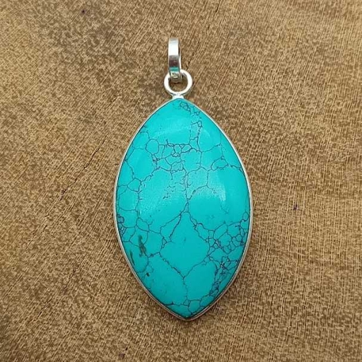 Marquise Shape Turquoise Gemstone 925 Sterling Silver Daily Wear Pendant