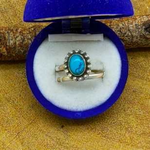 Adjustable Turquoise Gemstone 925 Sterling Silver Handmade Ring