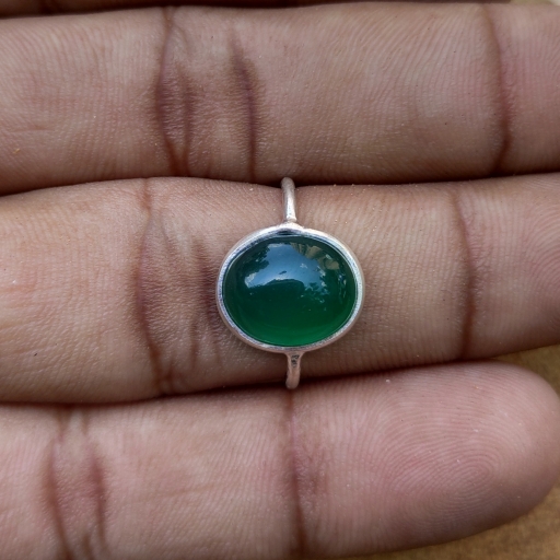 Green Onyx Gemstone 925 Sterling Silver Handmade Bezel Ring