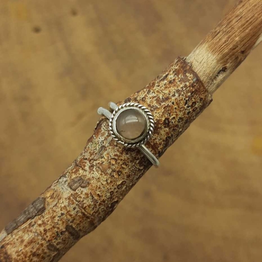 Cabochon Rose Quartz Gemstone Designer 925 Sterling Silver Adjustable Ring