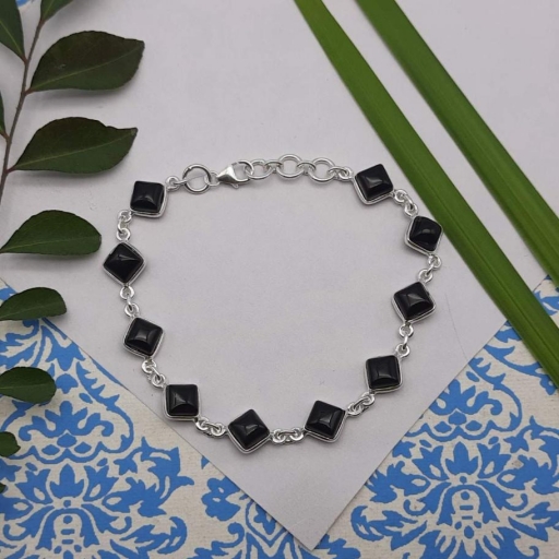 Black Onyx Gemstone Designer 925 Sterling  Silver Birthday Gift  Bracelet