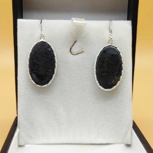 Black Onyx Gemstone Handmade 925 Silver Oval Shape Earring