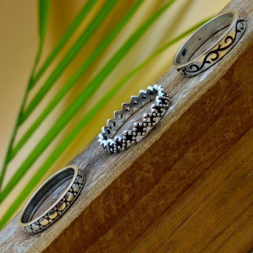 Handmade Bohemian 925 Sterling Silver Artisan Design Adjustable Stacking Ring