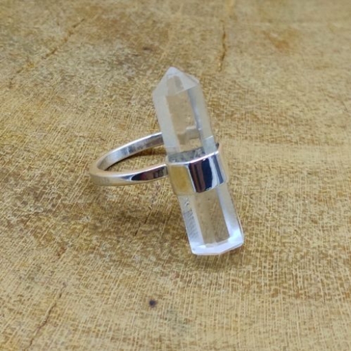 925 Sterling Silver Hot Selling Handicrafted Natural Crystal  Pencil Ring