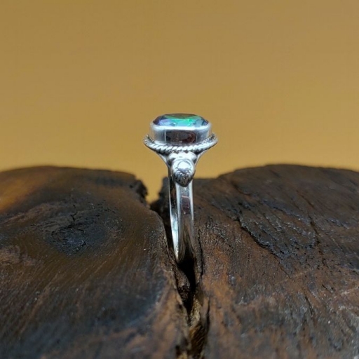 Handmade 925 Sterling Silver Mystic Topaz Gemstone Fine Dainty Ring