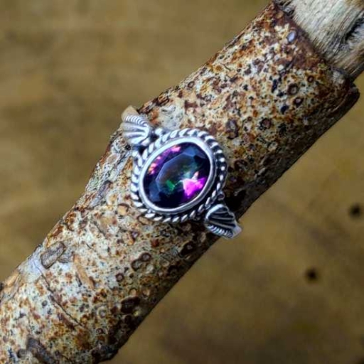 Natural Mystic Topaz Gemstone Multicolor  925 Sterling Silver Ring