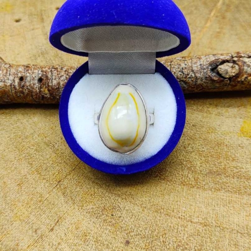 925 Sterling Silver Handmade Cowrie Shell Teardrop Shape Ring