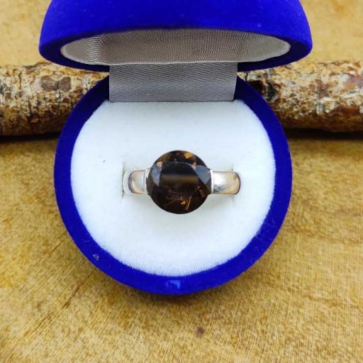 925 Sterling Silver Faceted Smokey Quartz Gemstone Handmade Ring