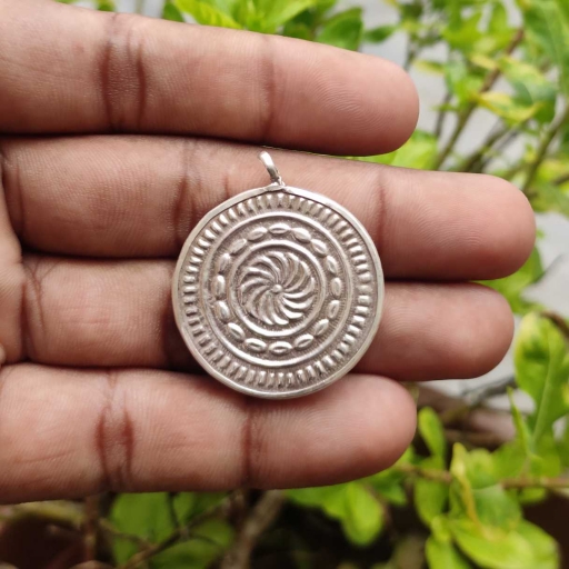 Hindu Lord Kali Maa Glass Framed Sterling Silver 925 Temple Jewelry Spiritual Pendant 3cm