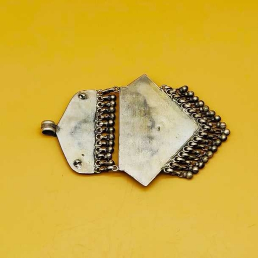 Long Heavy Vintage Antique 925 Sterling Silver Handmade Bohemian Pendant