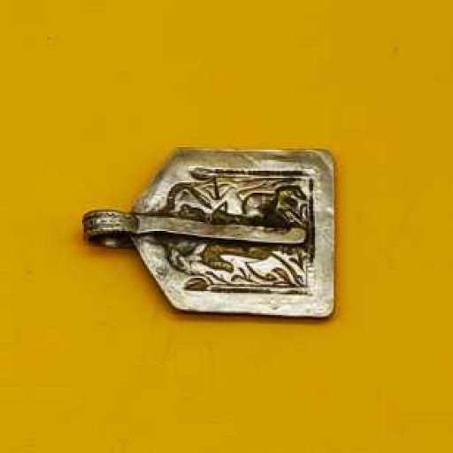 Old 925 Sterling Silver Handmade Oxidized Tribal Vintage Pendant House Shape