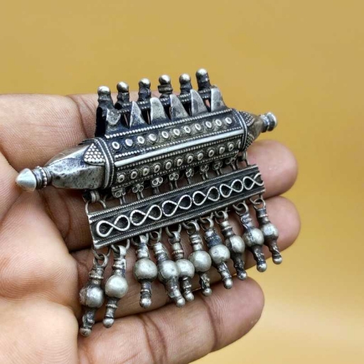 Vintage Old Silver Handmade Hanging Ball Beads Banjara Pendant Royal Family Jewelry