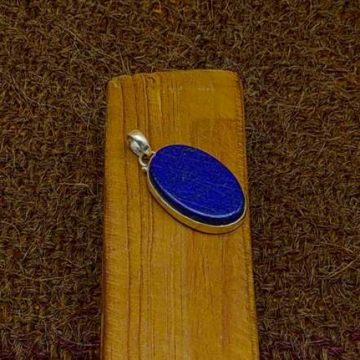 925 Sterling Silver Lapis Lazuli Flat Top Cabochon Gemstone Handmade Pendant