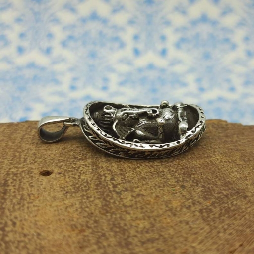 Lord Ganesh Designer 925 Sterling Silver Tribal Vintage Pendant