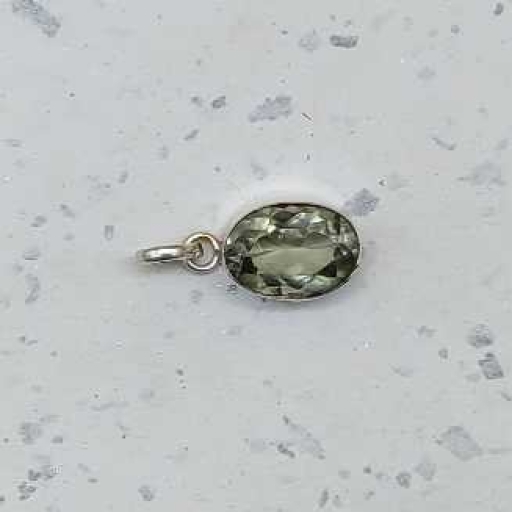 Faceted Green Amethyst Gemstone Simple 925 Sterling Silver Pendant Gift For Her
