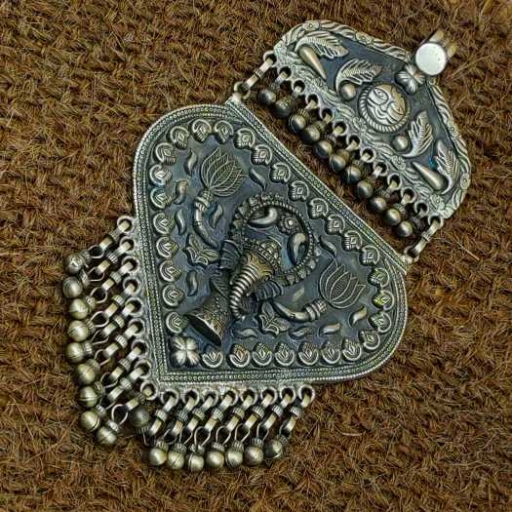 Lord Ganesha Design Long 925 Vintage Old Sterling Silver Tribal Pendant Royal Family Gift
