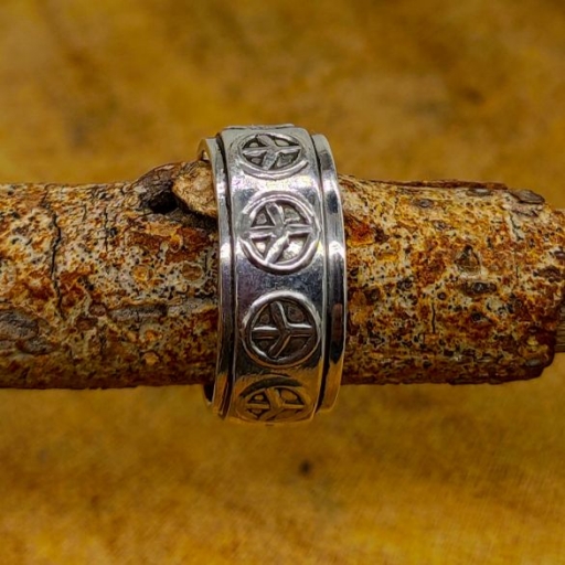 925 Sterling Silver Handmade Peace Symbol Bohemian Band Ring