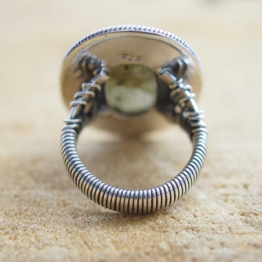 Faceted Labradorite Gemstone Handmade 925 Sterling Silver Wire Wrapping Ring