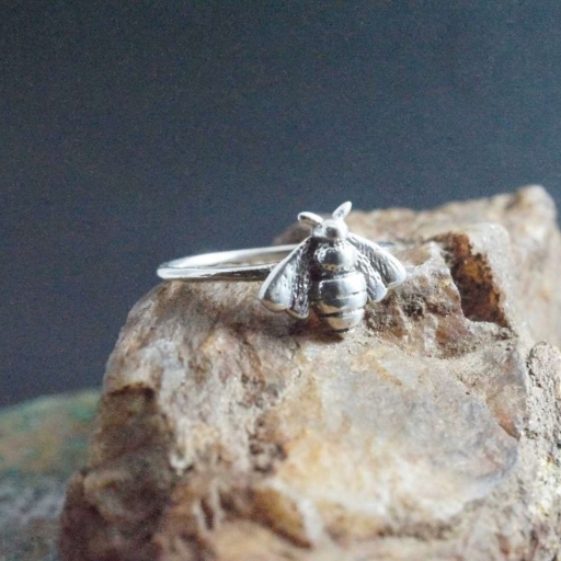 925 Sterling Silver Handmade Bee Design Fine Stacking Bohemian Ring
