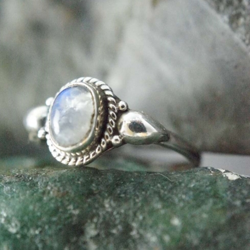 Oval Shape Natural Moonstone Gemstone Handmade Bohemian Ring