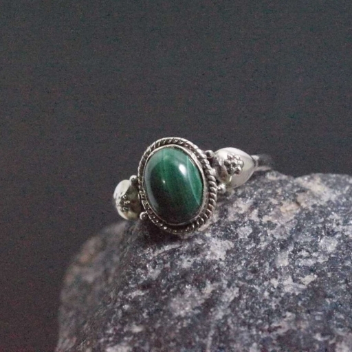 Designer Natural Malachite Gemstone Handmade 925 Sterling Silver Ring