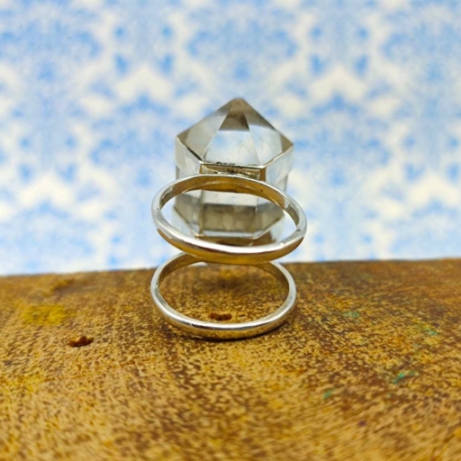 925 Sterling Silver Handmade Bohemian Pencil Shape Crystal Gemstone Ring