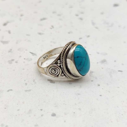 Cabochon Turquoise Gemstone 925 Sterling Silver Designer  Ring