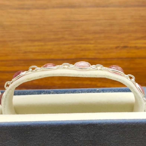 925 Sterling Silver Handmade Oval Shape Authentic Pink Tourmaline Gemstone Bracelet