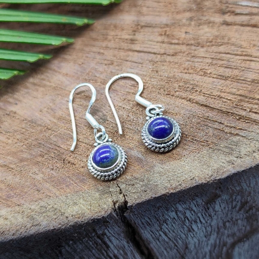 925 Sterling Silver Lapis Lazuli Gemstone Dangle And Drop Earring