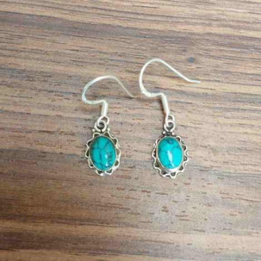925 Sterling Silver Dainty Turquoise Handmade Designer Earring Jewelry