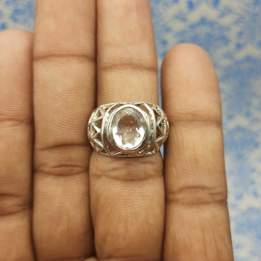 Faceted Crystal Gemstone Jali Designer 925 Sterling Silver Ring For  Women's