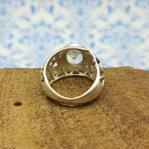 Faceted Crystal Gemstone Jali Designer 925 Sterling Silver Ring For  Women's