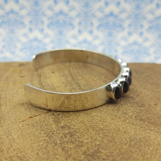 Amethyst Gemstone Designer 925 Sterling Silver Band Designer Bracelet