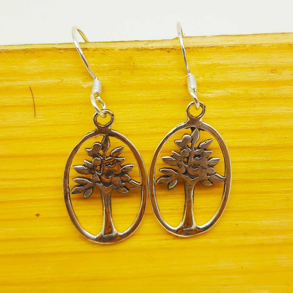 925 Sterling Silver Handmade Tree Earring Gift For Her