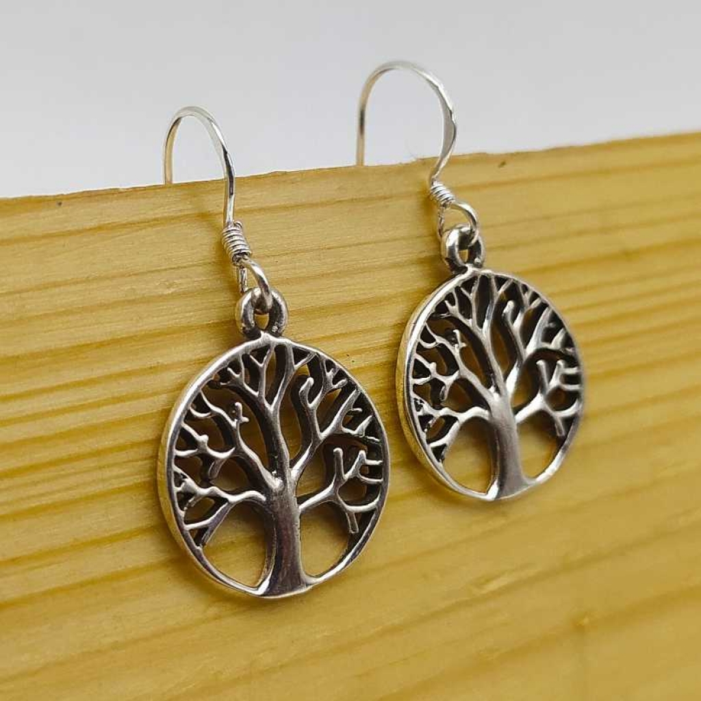 925 Sterling Silver Handmade Tree Of Life Boho Handmade Earring