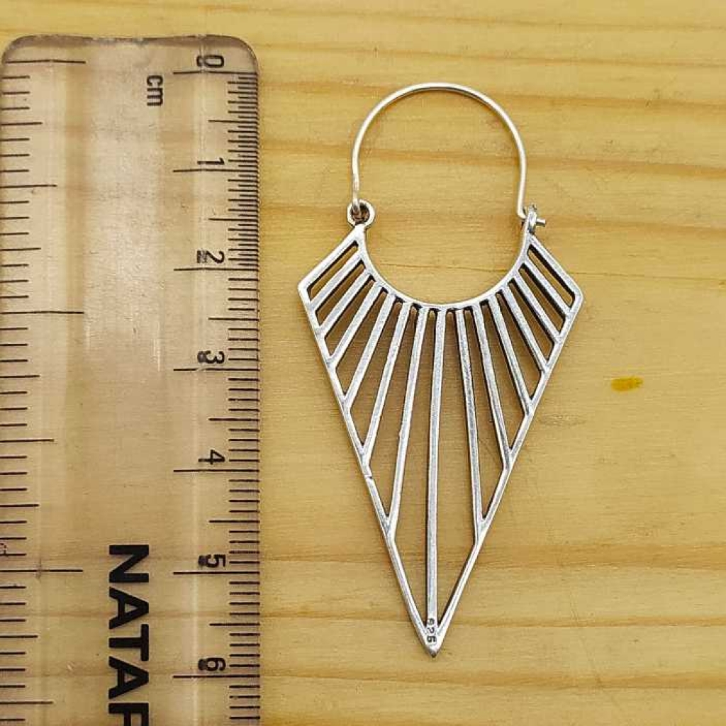 925 Sterling Silver Triangle Design Handmade Earring Jewelry