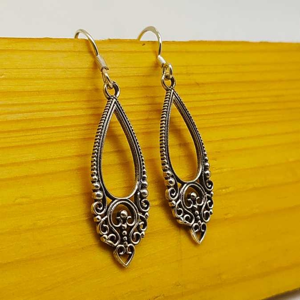 925 Sterling Silver Wire Work Marquise Shape Earring