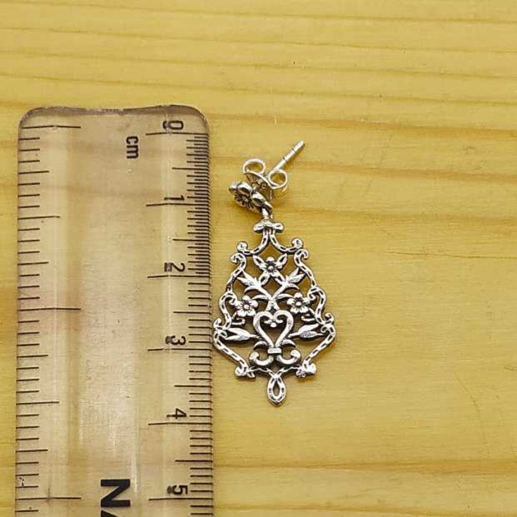 925 Sterling Silver Flower Boho Handmade Earring Jewelry